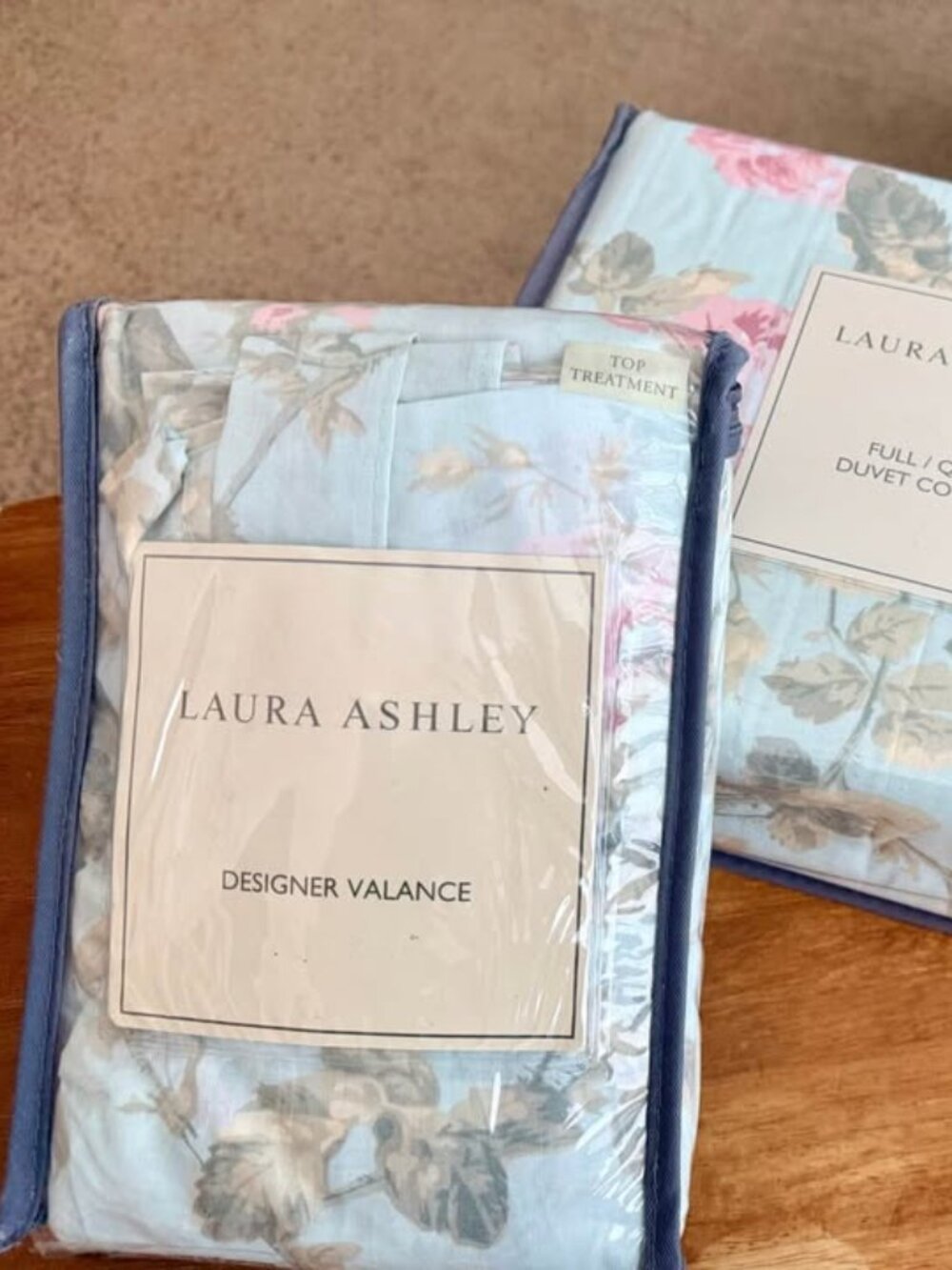 Laura Ashley Queen Blue Duvet Cover Set, Reversible Cotton with Matching Shams